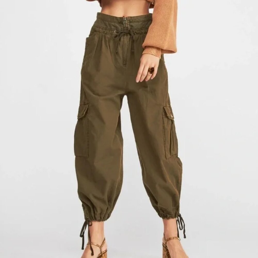 Free People Olive Cargo Ankle Pants